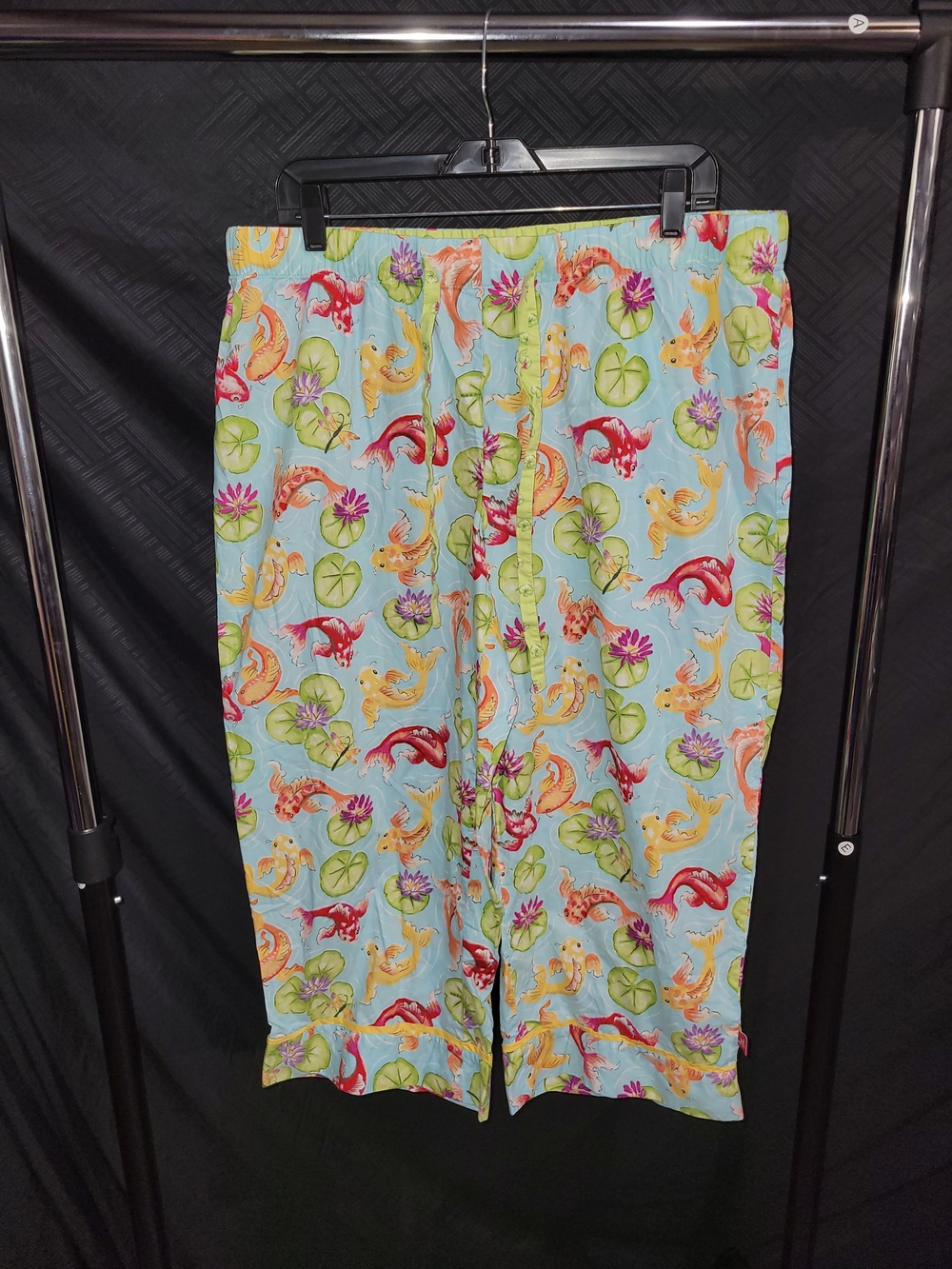 Nick & Nora Pajama Pants Womens Y2K Novelty Print Koi Fish Asian Cotton XXL